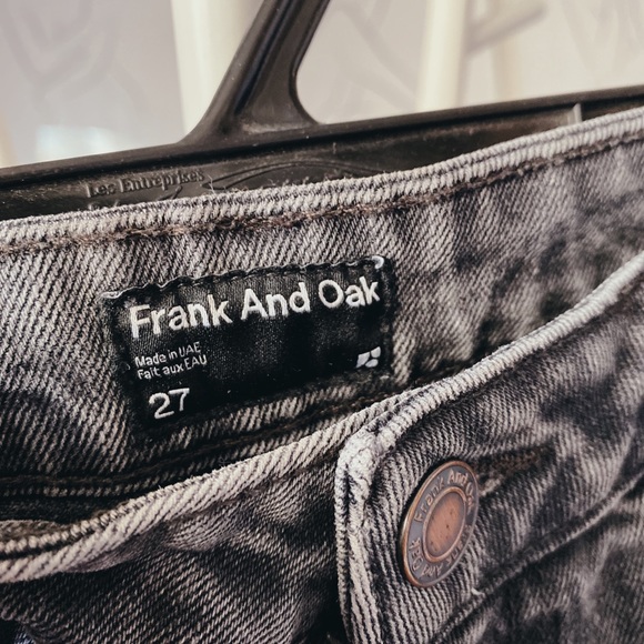 FRANK & OAK Cropped Wide Leg Dark Wash/Black High Waisted Jeans - Picture 2 of 4